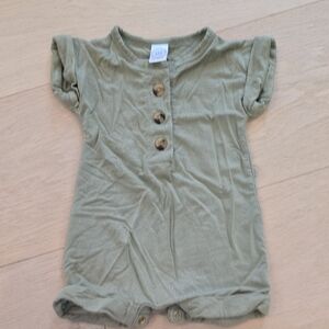 Lou Lou Green Button-Up Baby Romper